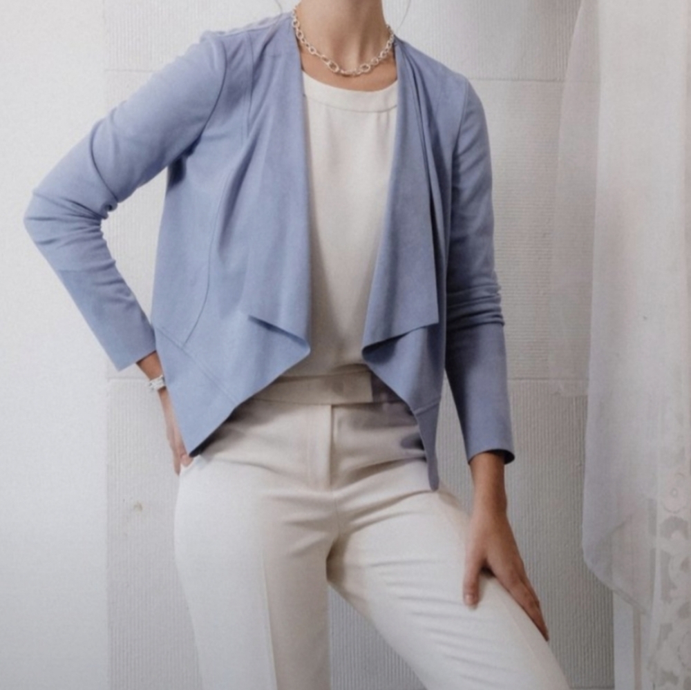 Anne Klein Rainshadow Faux Suede Drapped Cardigan Jacket